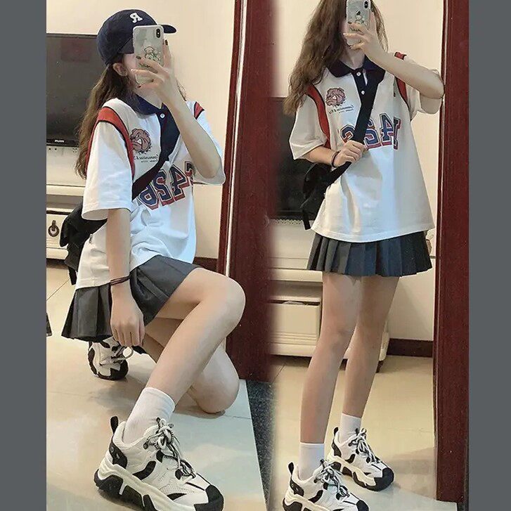 白色纯棉polo领短裙套装女2026新款夏季减龄穿搭一整套ootd两件套