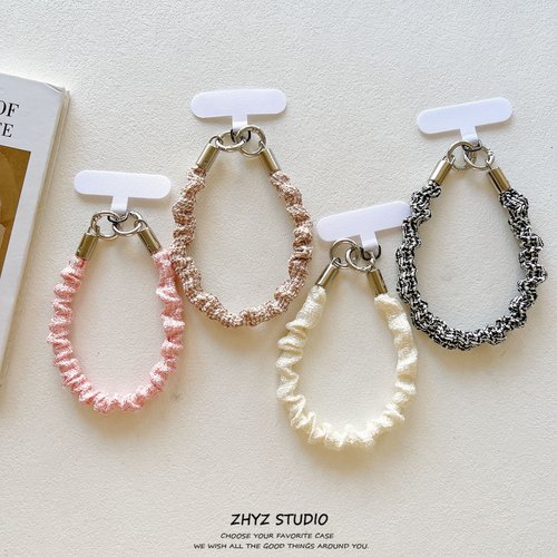 手机挂绳ins秋冬编织布艺撞色褶皱手腕带短绳钥匙扣ccd相机手提女