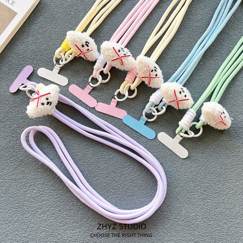 毛绒狗狗编织手机挂绳长绳斜挎挂绳背带挂链女结实耐用手机壳通用