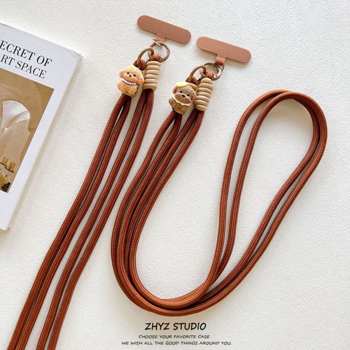 卡通立体立体狗狗斜挎挂绳长绳编织挂链带夹片适用手机壳包包钥匙