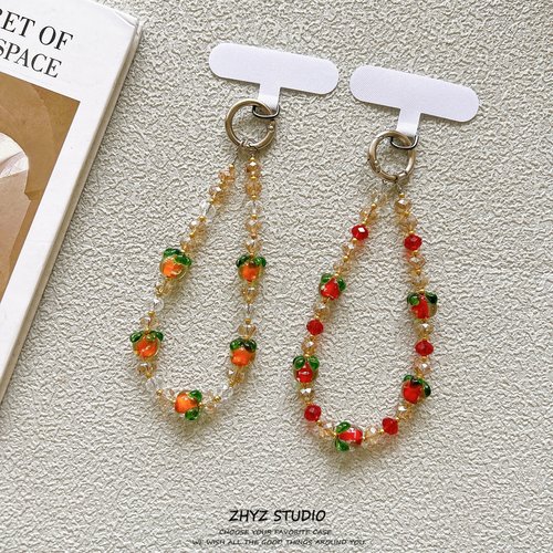 手机挂绳新款串珠柿子高级感手腕带挂链短绳时尚户外防丢钥匙扣女