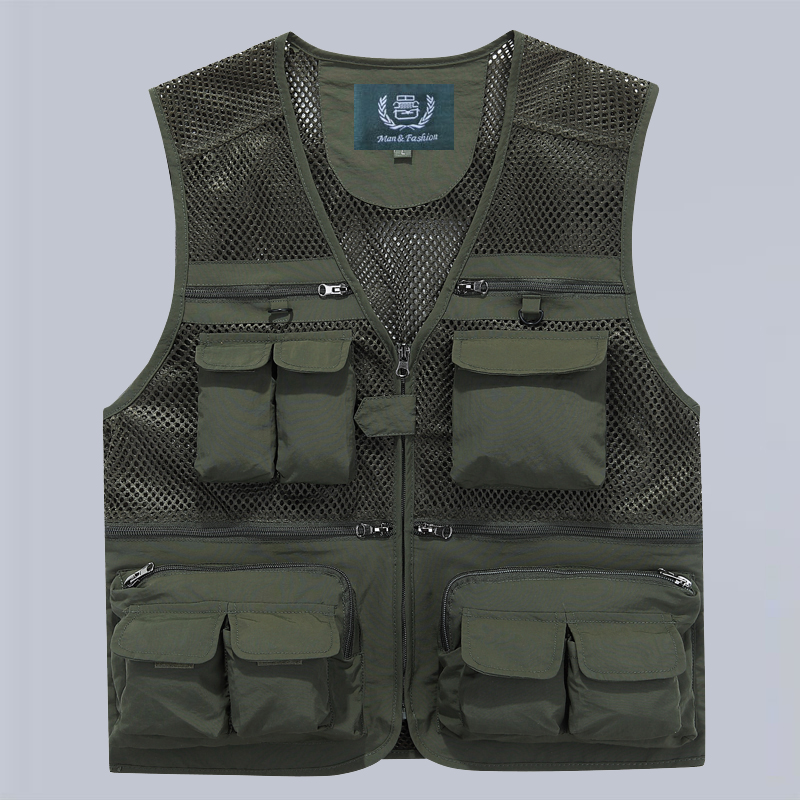 夏薄款网眼记者多袋背心