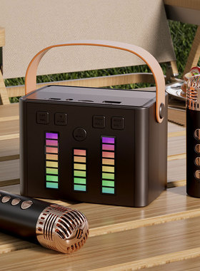 K歌无线音箱蓝牙音响带麦克风一体高颜值黑色高音质家庭唱卡啦ok