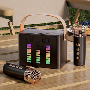K歌无线音箱蓝牙音响带麦克风一体高颜值黑色高音质家庭唱卡啦ok