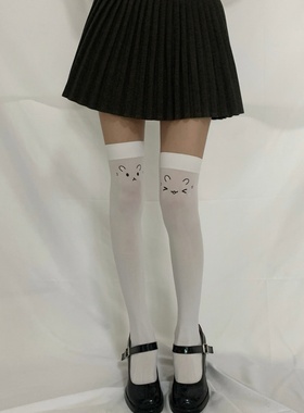 颜文字过膝袜jk女日系可爱亚文化大腿袜子二次元表情纯欲白色丝袜