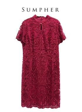 六礼专柜宴会上档次女装高端轻奢喜婆婆品牌礼服红色连衣裙-16093