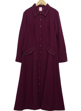 慕天姿精选品牌女装高端时尚气质百搭紫色连衣裙慕天姿-17122