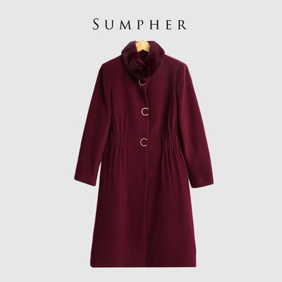 慕天姿专柜折扣精选品牌女装高端时尚洋气气质酱紫红大衣-32201