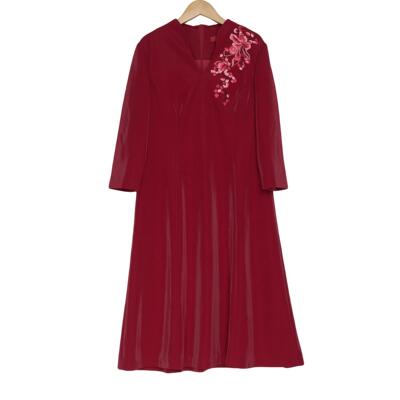 六礼宴会上档次女装高端轻奢喜婆婆品牌礼服红色连衣裙-15011