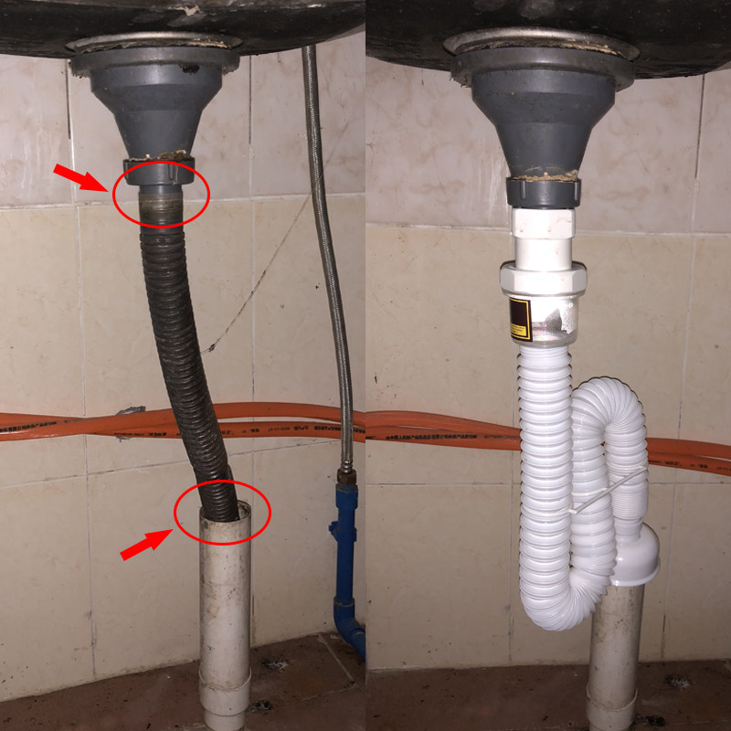 潜水艇洗手盆下水管配件防臭器面盆浴室柜下水道管道排水管漏水塞