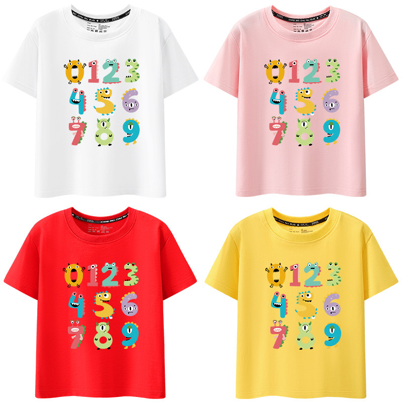 123456789数字儿童t恤创意短袖纯棉幼儿园宝宝中小童男童女童班服