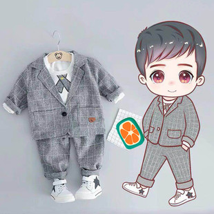 男童小西装套装洋气礼服英伦帅气钢琴演出服春秋款儿童西服三件套