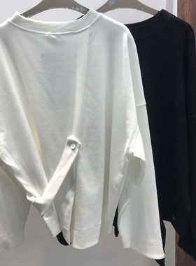 小木南82091秋季卫衣女宽松显瘦大码休闲小衫不规则开叉个性上衣