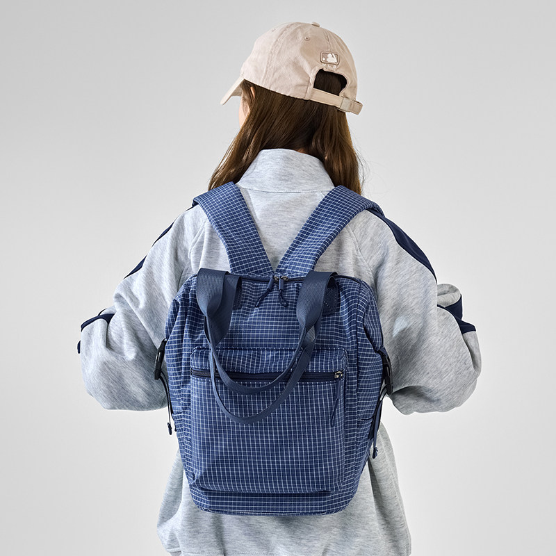 双肩包女2025爆款时尚背包百搭大容量方格子旅行背包大学生双肩包