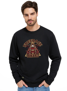 FREEBASE个性机车图案卡通创意设计圆领套头卫衣秋冬户外休闲服