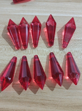 6件红色菱形尖珠水晶吊坠