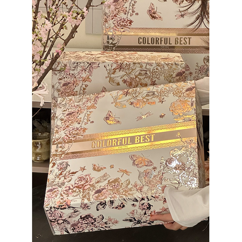 丁峰&middot;女神节花秘蝴蝶轻奢水果礼盒 通用礼品包装盒 高档伴手空盒