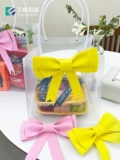 Розовая поролоновая брендовая подарочная коробка с бантиком, универсальная льняная сумка, декор, желтая лента