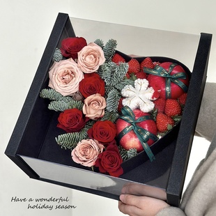 丁峰大号透明仿亚克力天心盒高透爱心形鲜花包装 盒水果情人节礼盒