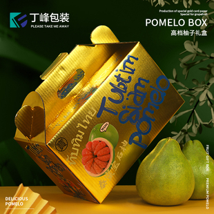 丁峰·柚子包装盒泰国红肉柚手提两粒装金卡礼盒红心柚文旦礼品盒