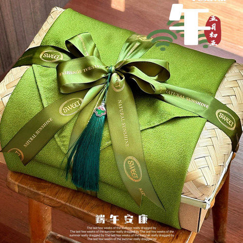 竹编顶盖粽子水果伴手礼