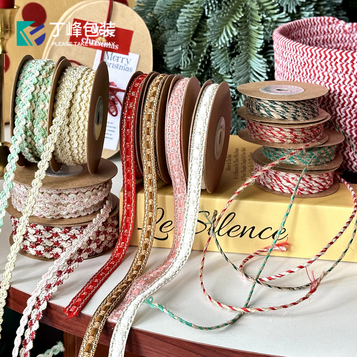 丁峰·圣诞丝带礼品包装辅料 圣诞树装饰彩带蝴蝶结绑带DIY耗材