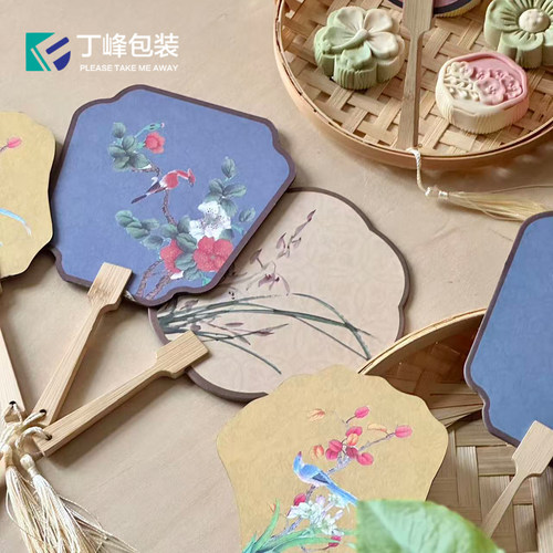木柄小扇子纸质扇形装饰配件
