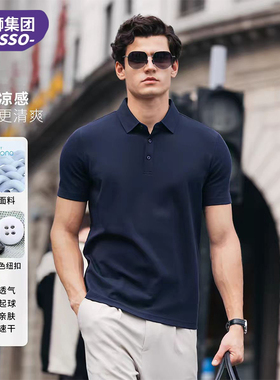Desso冰丝凉感POLO衫男短袖翻领弹力无痕轻奢透气商务男装
