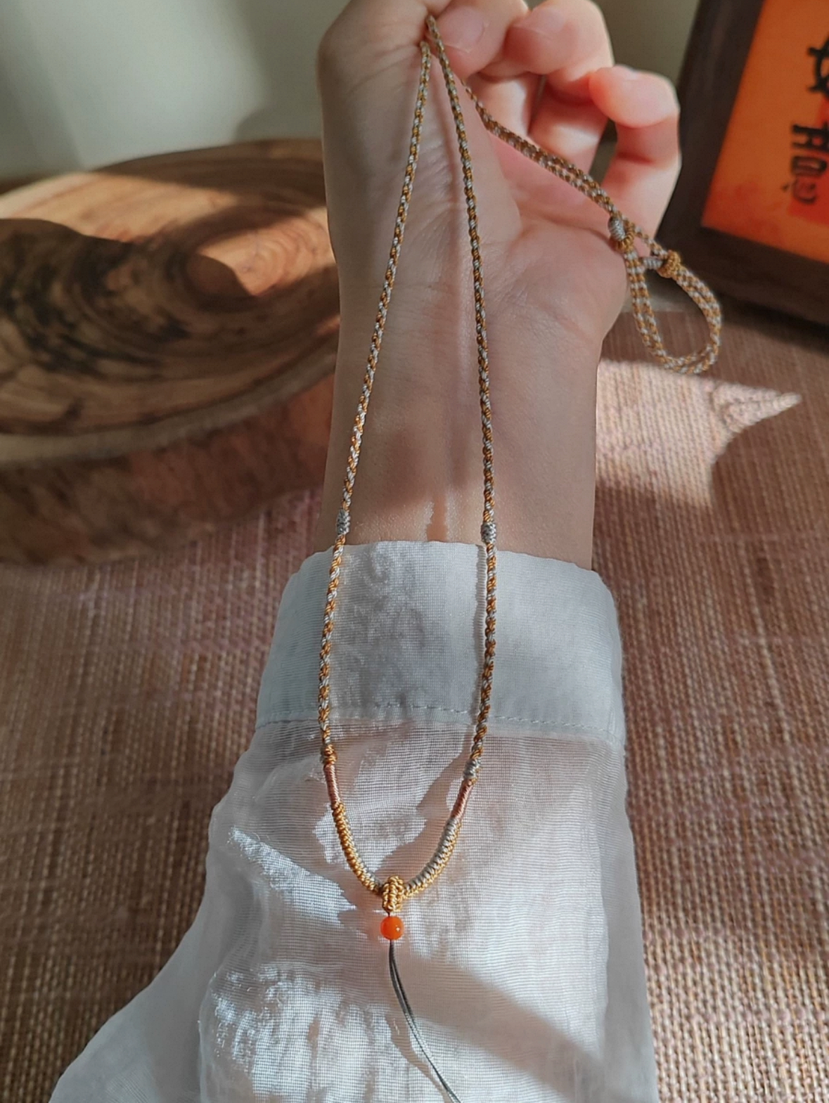 原创手工编织高档挂绳简约项链绳中式吊坠绳和田玉南红翡翠黄金绳