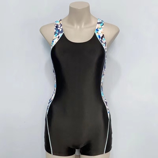 无袖 连体紧身大码 带胸垫 专业泳衣女运动速干竞技训练平角裤 Amber