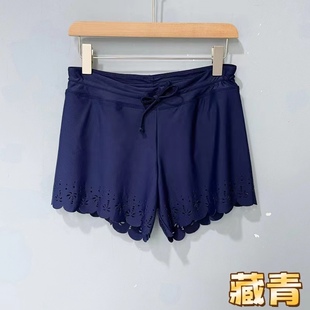 Amber外单女士半身裙游泳裤短裤大码松紧腰沙滩冲浪休闲波浪裤裙