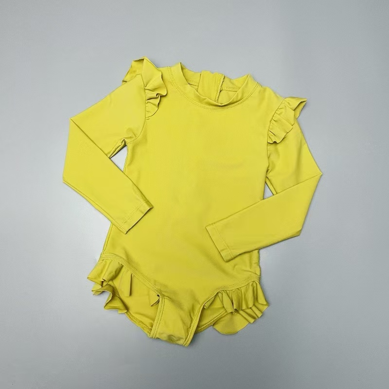 女童姐妹长袖拉链连体UPF50+泳衣