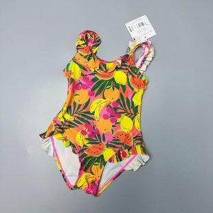 Amber外单高级感游泳衣女童三角连体温泉沙滩可爱冲浪小中大童