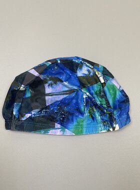 成人印花护耳泳帽中大童