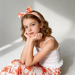 女孩中大童沙滩冲浪度假 儿童游泳防晒网纱长裤 Amber外单时尚 个性