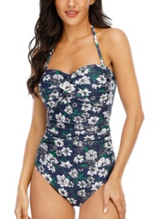 Amber外单泳衣女士性感多色防滑三角连体聚拢显瘦遮肚温泉带胸垫