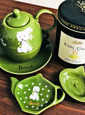 英国泰迪西高地茶杯陶瓷茶壶子母壶骨瓷杯小狗熊harrod热水壶日式