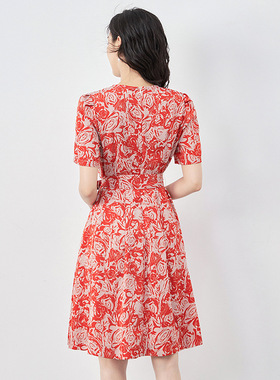 2417508-南油夏季名媛气质女人味显瘦遮肉雪纺印花连衣裙子女装