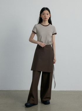 【玳禾】秋季新款休闲高腰气质百搭纯色围裹式两件套休闲裤H7119