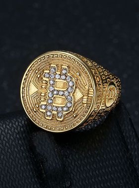 比特币男士戒指钛钢嘻哈