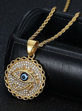 蓝眼睛布鲁斯之眼吊坠项链钛钢