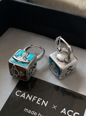 小方块西太后耳坠2025新款爆款小香风耳环轻奢高级感耳扣欧美耳饰