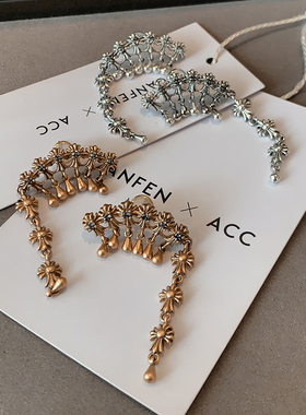 克家十字架耳环2025新款高级感耳排复古耳钉金属水滴耳坠轻奢耳饰