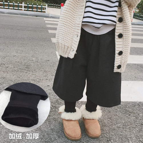 女童韩版假两件休闲裤阔腿裤
