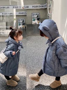 24新款韩版儿童羽绒服男童女童宝宝可爱小熊白鸭绒中长款保暖外套
