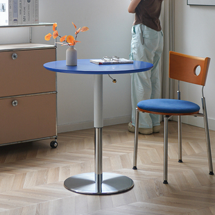 北欧马卡龙实木小圆桌可升降茶几餐桌家用小户型客厅沙发边几角几