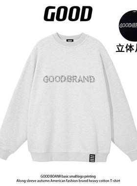 GOOD BOANR官网立体珠片圆领卫衣男女冬季加绒上衣情侣加厚外套潮