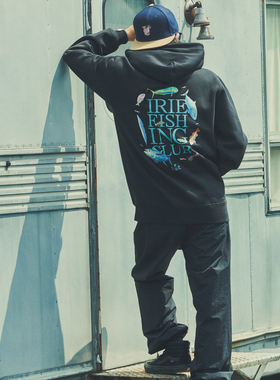 IFC CIRCLE OF FISH HOODIE户外路亚黑色宽松潮牌帽衫 IFAW25-015