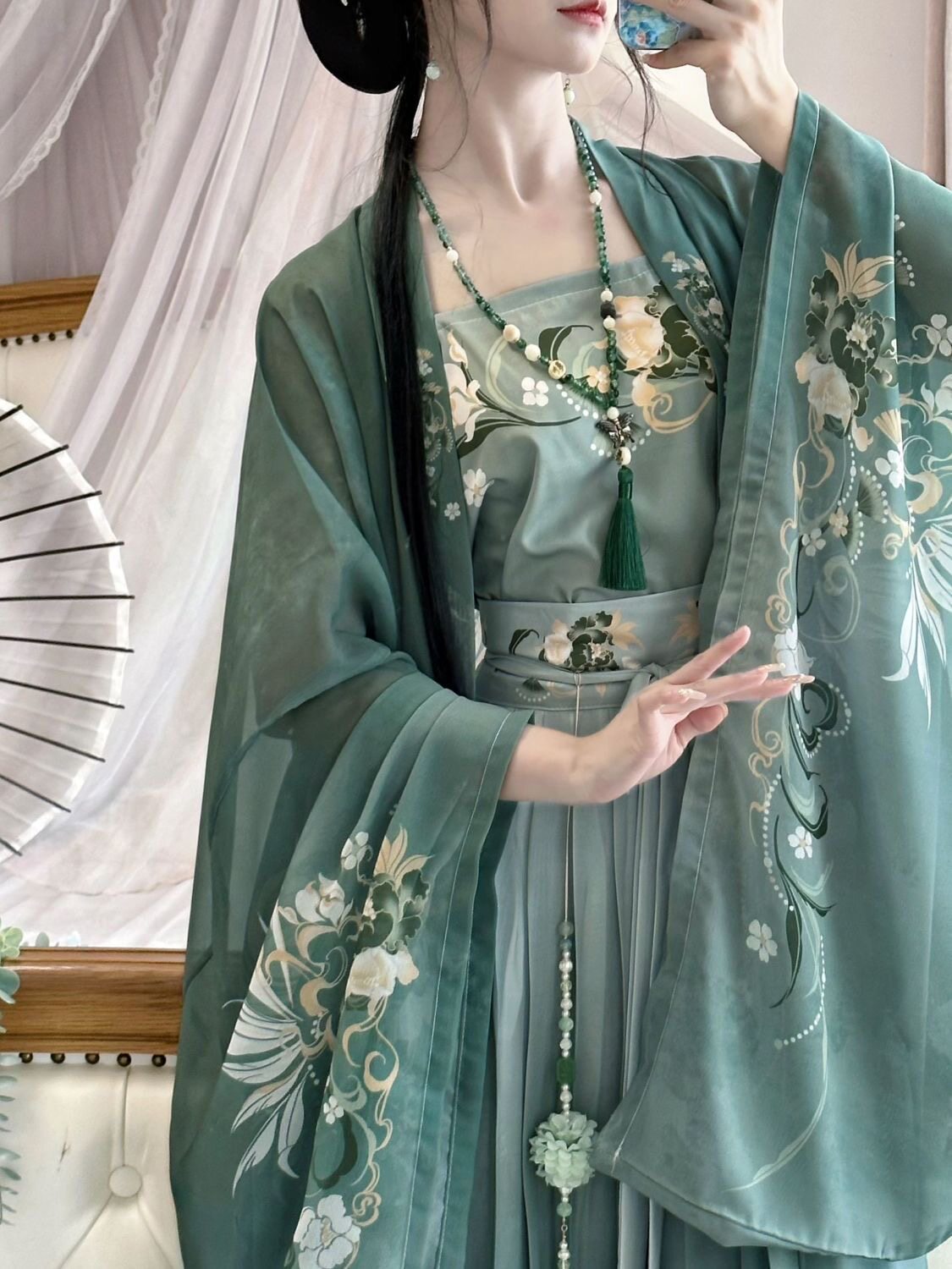 出租|琉璃记 【碧云霞光】汉服女夏款宋制大袖衫印花百折裙春夏款