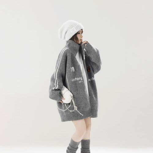 初代美希MEYSIKIM毛衣女装外穿慵懒高级感羊毛针织开衫宽松毛线衣